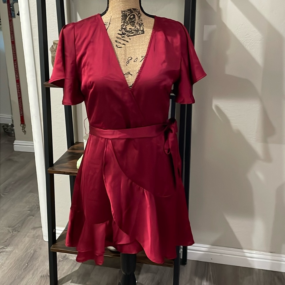 Little Red Faux Wrap Dress
